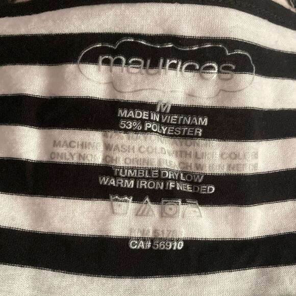 Maurices black and white striped hi low tunic top m - Picture 6 of 9